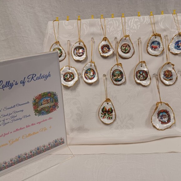 Glorious Gold #4 12 Days of Christmas Oyster Shell Ornaments + 2 Bonus Ornaments - Picture 11 of 12